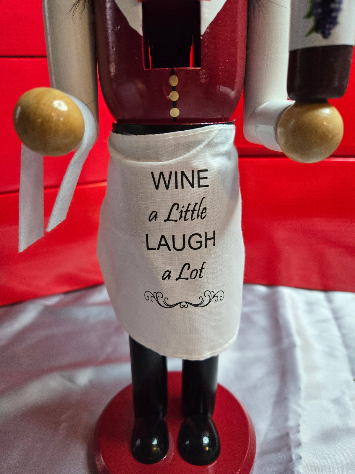 Wine a Little Laugh a Lot Nutcracker, Bar Cart Decoration, Wooden Figure, Vineyard Lover Gift