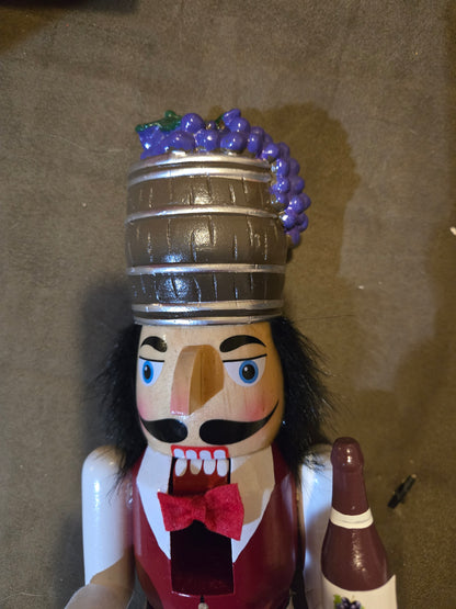 Wine a Little Laugh a Lot Nutcracker, Bar Cart Decoration, Wooden Figure, Vineyard Lover Gift