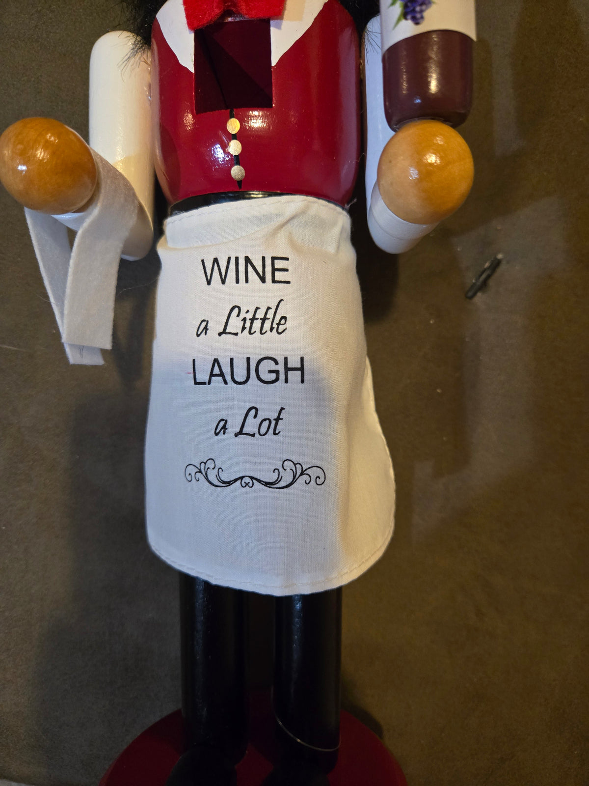 Wine a Little Laugh a Lot Nutcracker, Bar Cart Decoration, Wooden Figure, Vineyard Lover Gift