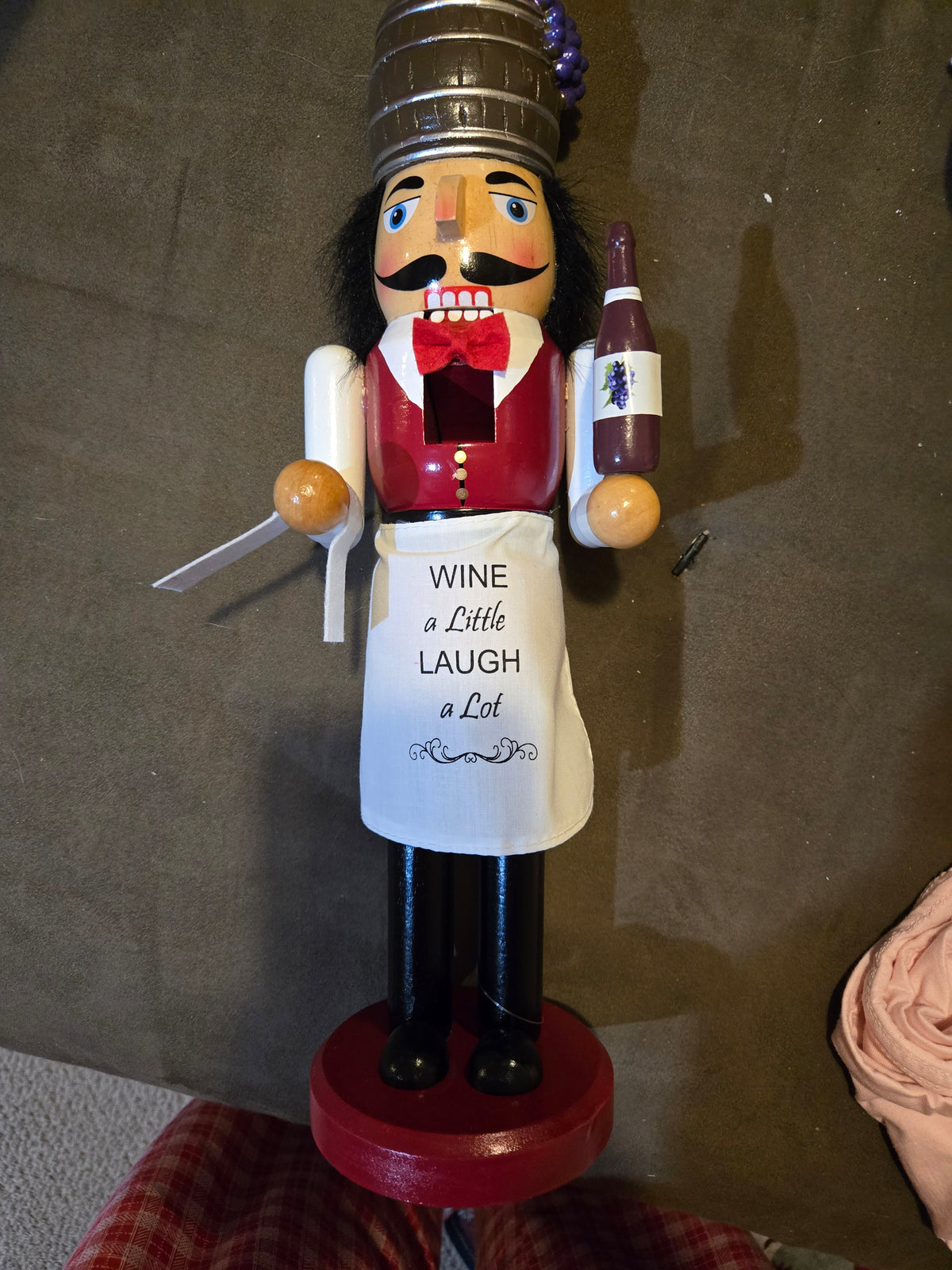 Wine a Little Laugh a Lot Nutcracker, Bar Cart Decoration, Wooden Figure, Vineyard Lover Gift