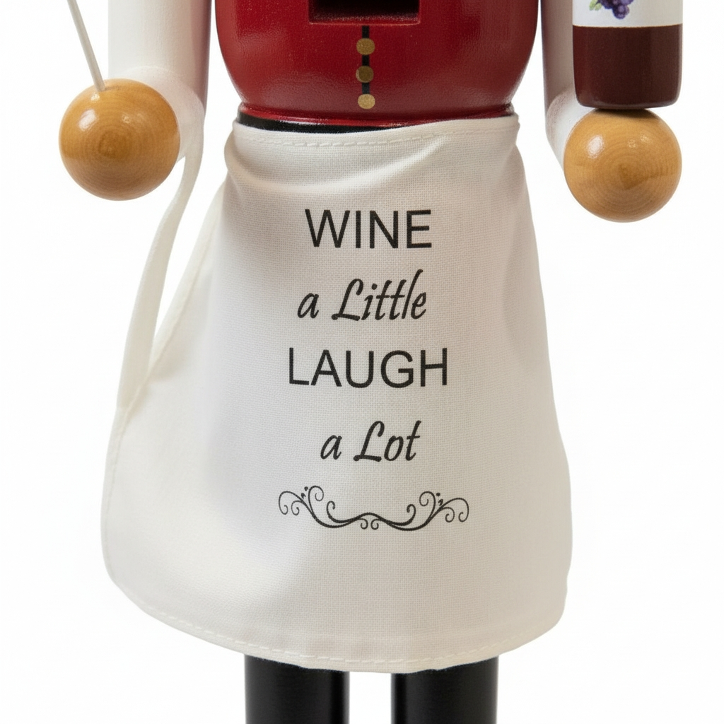 Wine a Little Laugh a Lot Nutcracker, Bar Cart Decoration, Wooden Figure, Vineyard Lover Gift