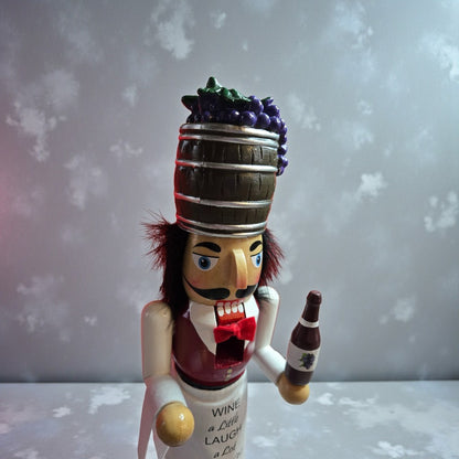 Wine a Little Laugh a Lot Nutcracker, Bar Cart Decoration, Wooden Figure, Vineyard Lover Gift