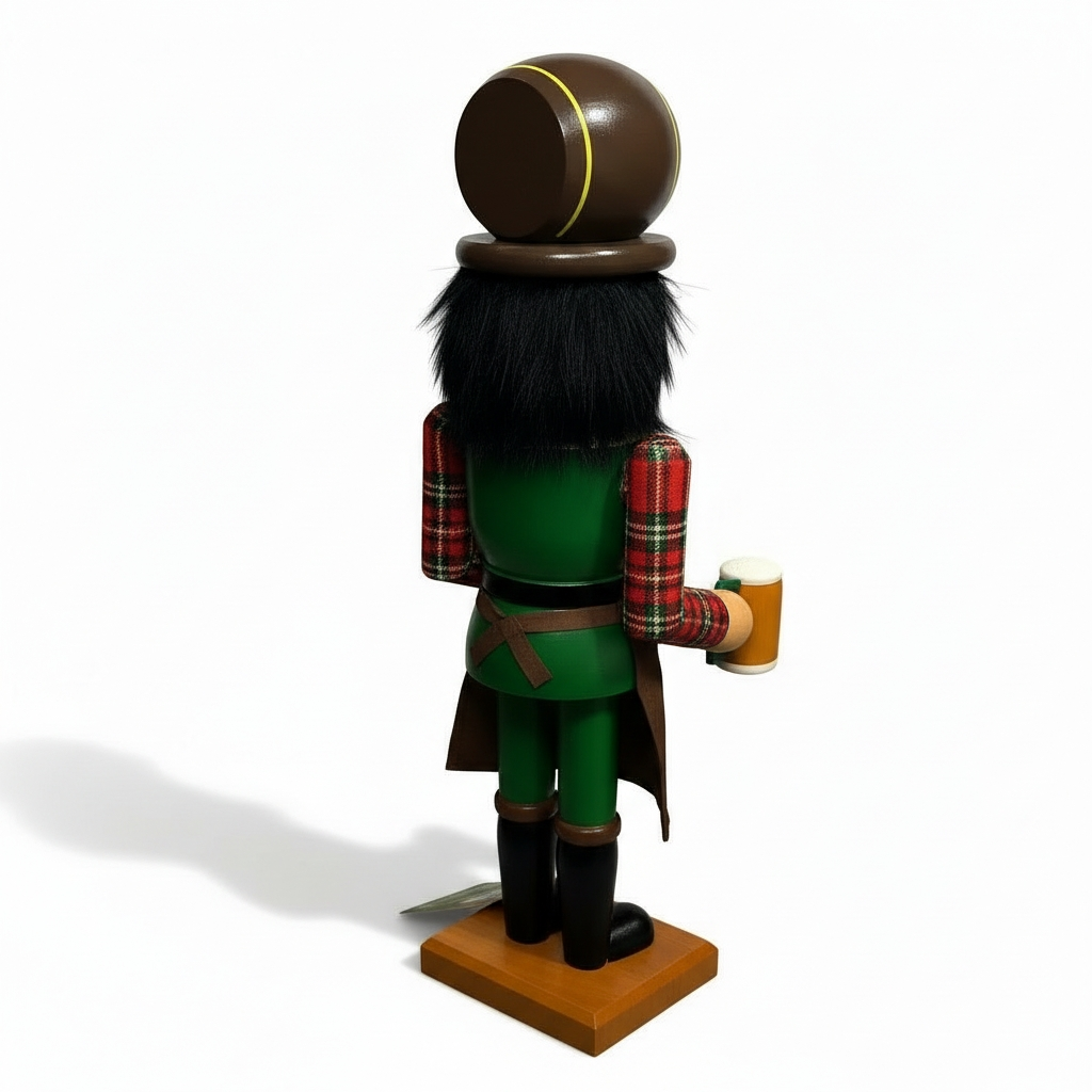 Handcrafted Wooden Nutcracker Beer Barrel – Festive Holiday Decor