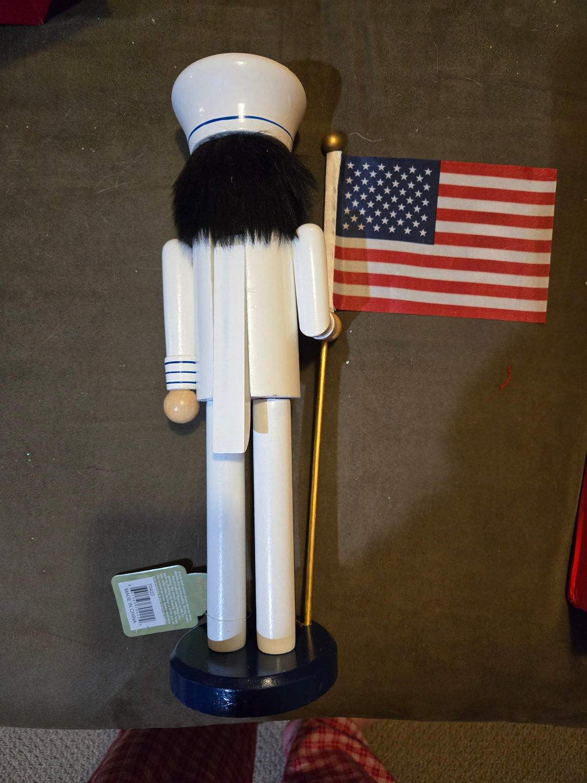 Military Navy 14" Nutcracker with American Flag – Patriotic Sailor Handcrafted Wooden Decor, Nautical Gift