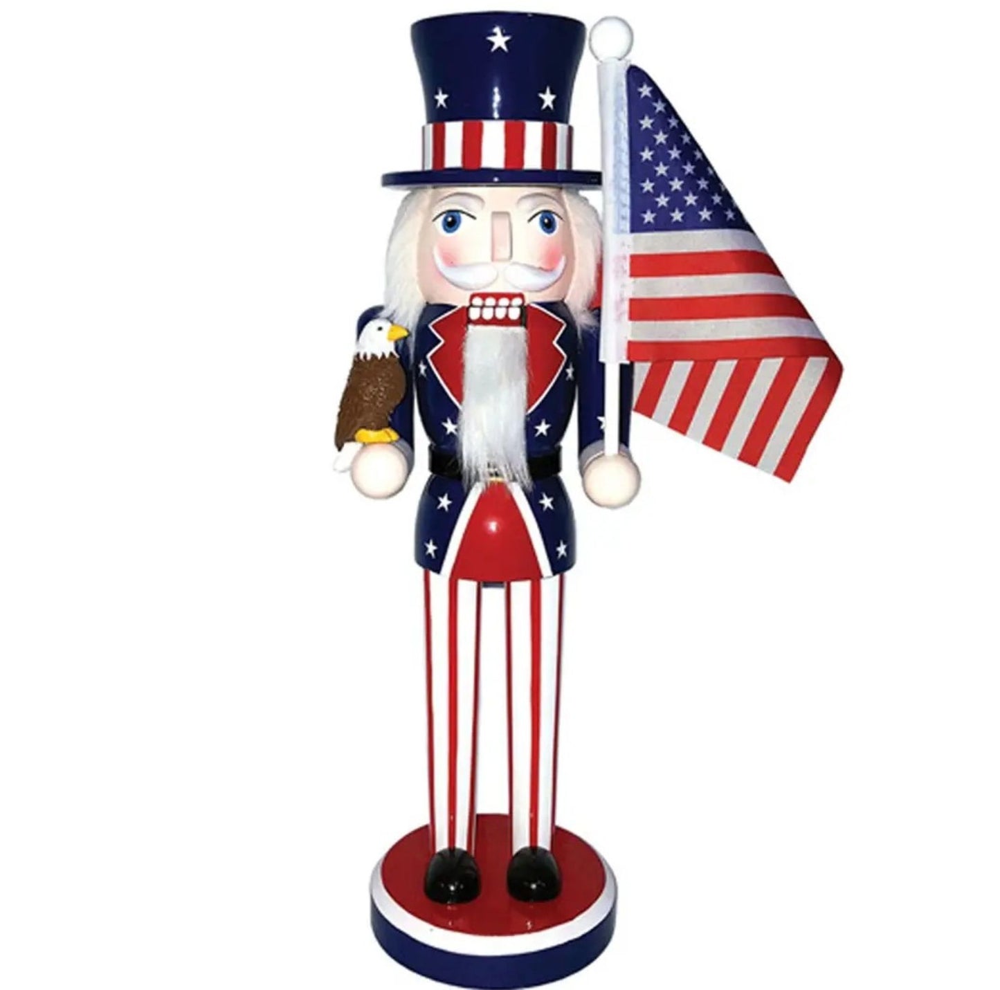 Patriotic USA Nutcracker w/ American Flag & Eagle | Red White Blue 4th of July
