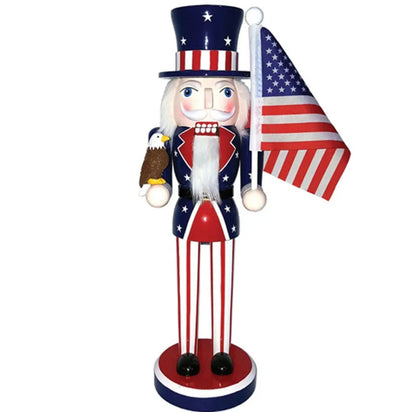 Patriotic USA Nutcracker w/ American Flag & Eagle | Red White Blue 4th of July