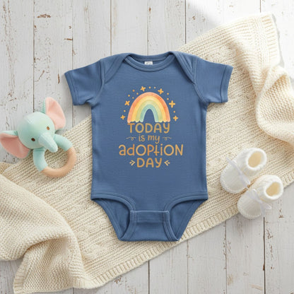 Rainbow Adoption Day Baby Bodysuit, Soft Cotton Celebration Outfit, Keepsake Newborn Clothes