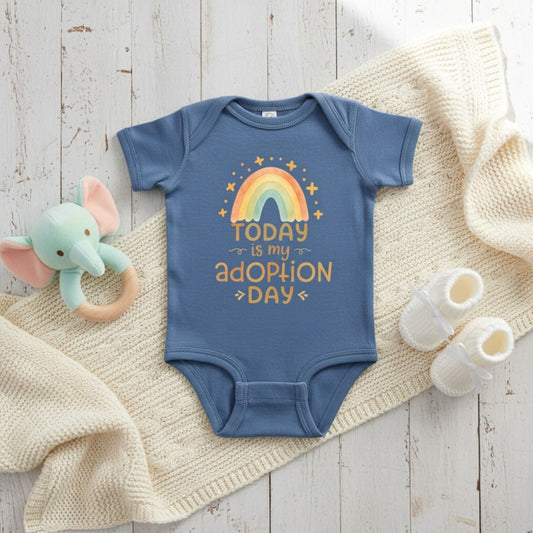 Rainbow Adoption Day Baby Bodysuit, Soft Cotton Celebration Outfit, Keepsake Newborn Clothes