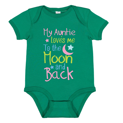 Baby Bodysuit "My Auntie Loves Me To The Moon and Back", Unisex Infant Clothes
