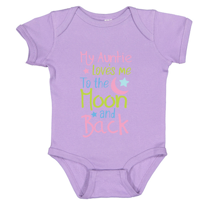 Baby Bodysuit "My Auntie Loves Me To The Moon and Back", Unisex Infant Clothes