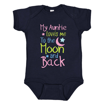 Baby Bodysuit "My Auntie Loves Me To The Moon and Back", Unisex Infant Clothes