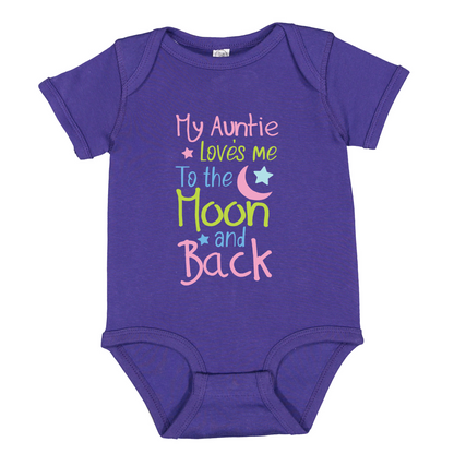 Baby Bodysuit "My Auntie Loves Me To The Moon and Back", Unisex Infant Clothes