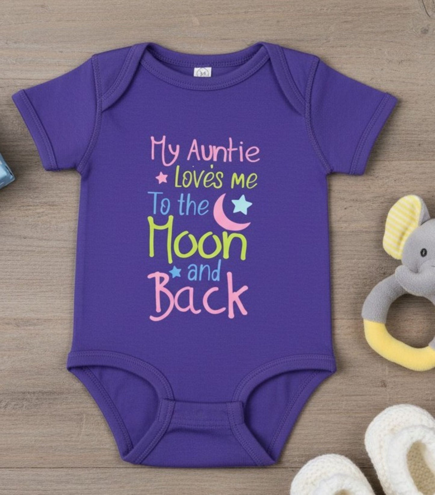 Baby Bodysuit "My Auntie Loves Me To The Moon and Back", Unisex Infant Clothes