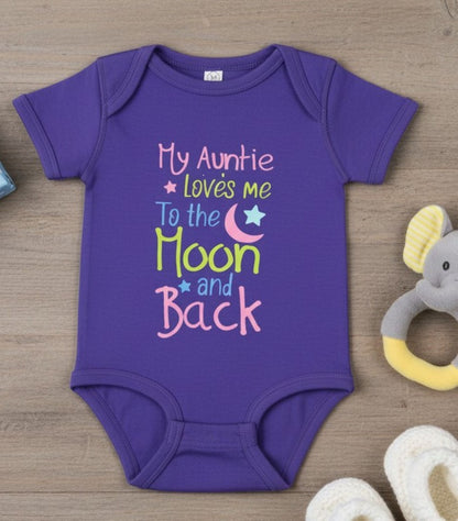 Baby Bodysuit "My Auntie Loves Me To The Moon and Back", Unisex Infant Clothes