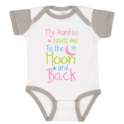 Baby Bodysuit "My Auntie Loves Me To The Moon and Back", Unisex Infant Clothes