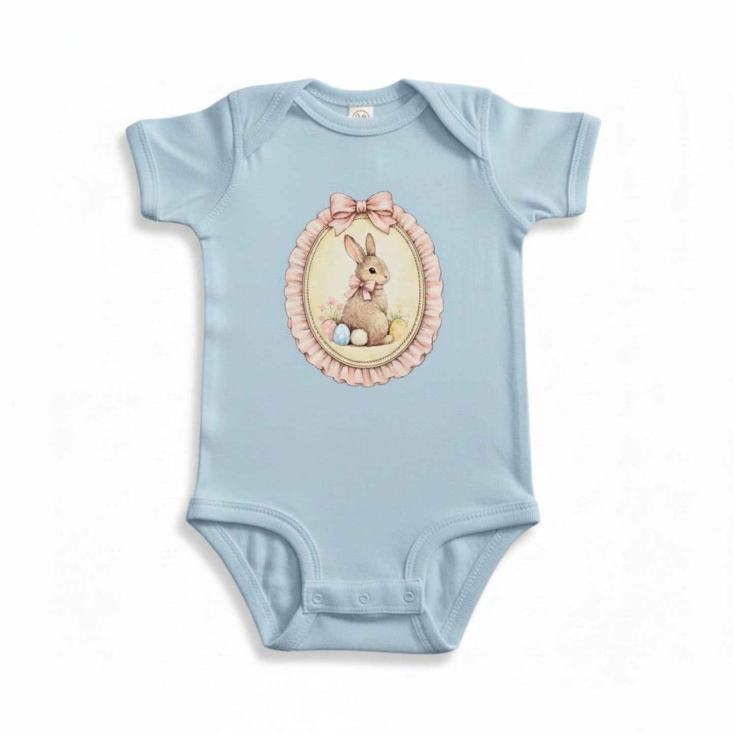Baby Girl Easter Onesie | Vintage Bunny Cameo Bodysuit, Lavender Spring Outfit