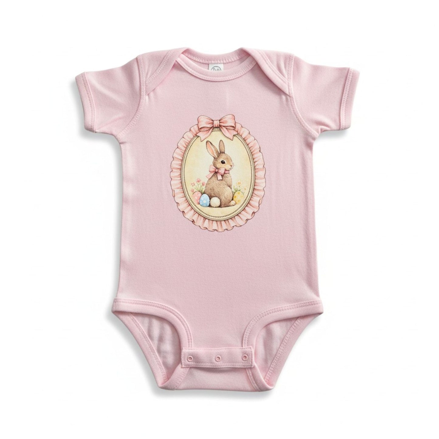 Baby Girl Easter Onesie | Vintage Bunny Cameo Bodysuit, Lavender Spring Outfit
