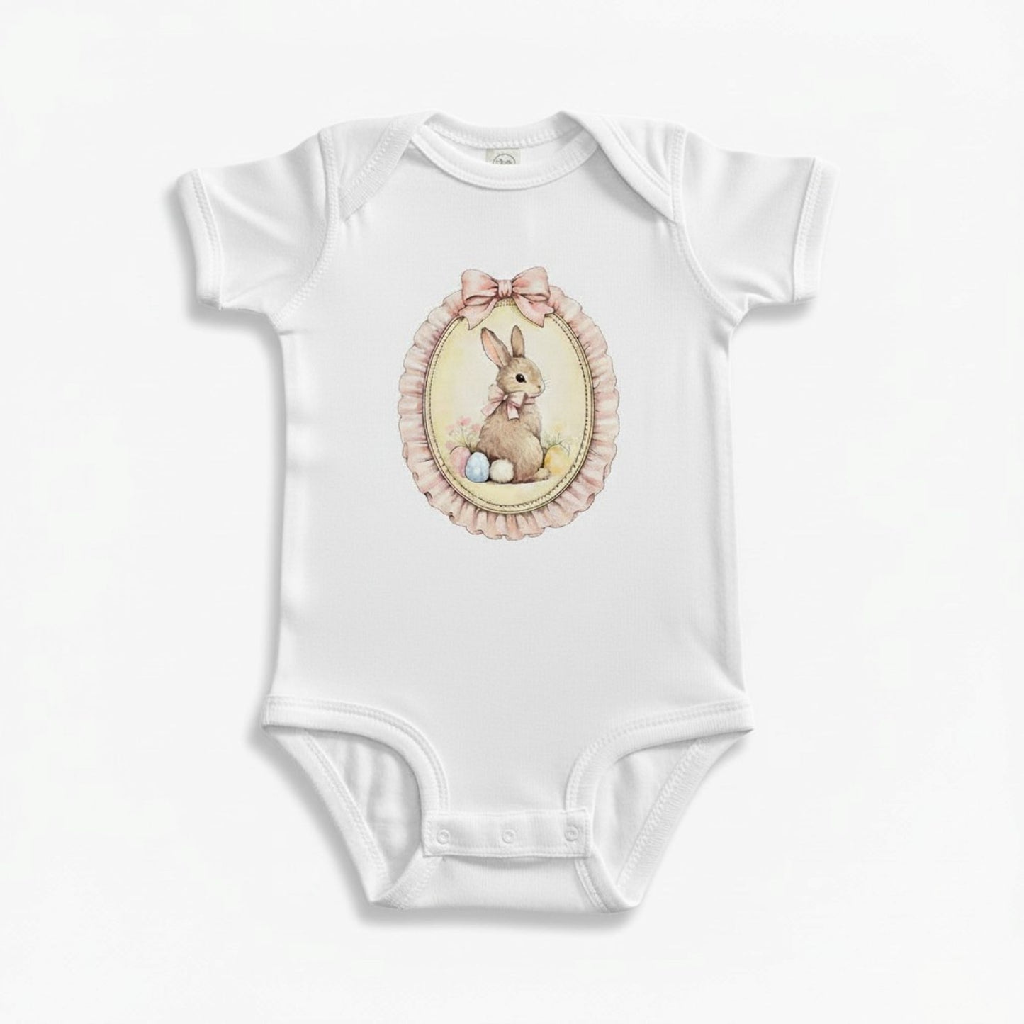 Baby Girl Easter Onesie | Vintage Bunny Cameo Bodysuit, Lavender Spring Outfit