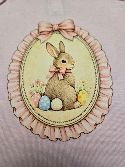 Baby Girl Easter Onesie | Vintage Bunny Cameo Bodysuit, Lavender Spring Outfit