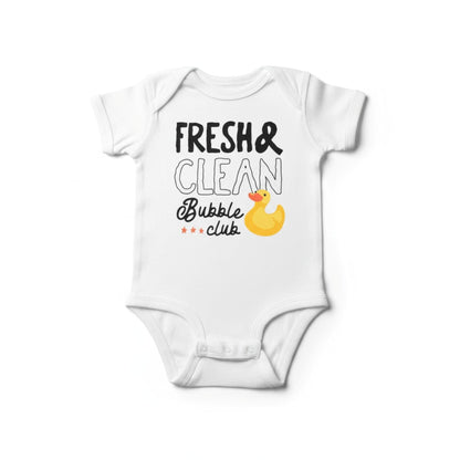 Fresh & Clean Bubble Club Baby Bodysuit – Rabbit Skins® Onesie Newborn 6M 12M 18M – Multiple Colors