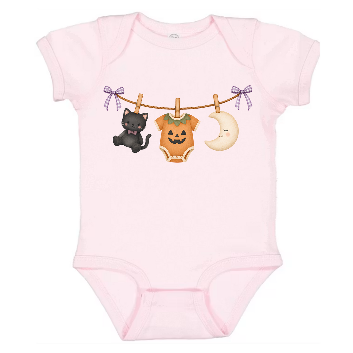 Halloween Black Cat and Pumpkin Infant One-Piece, spooky season baby outfit, cozy gift, unisex, NB-18M
