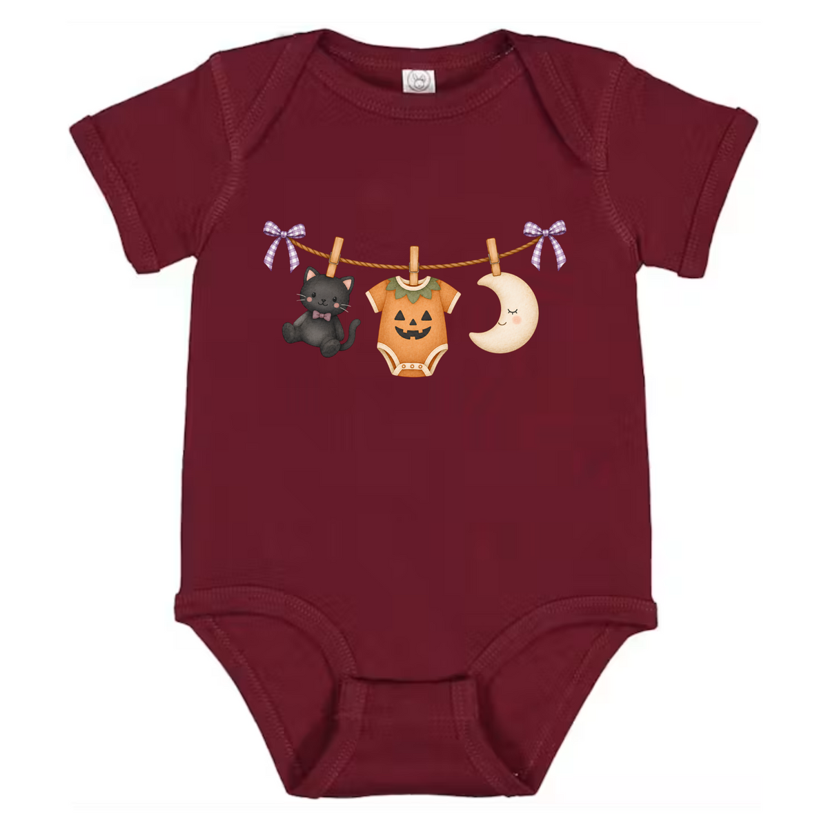 Halloween Black Cat and Pumpkin Infant One-Piece, spooky season baby outfit, cozy gift, unisex, NB-18M