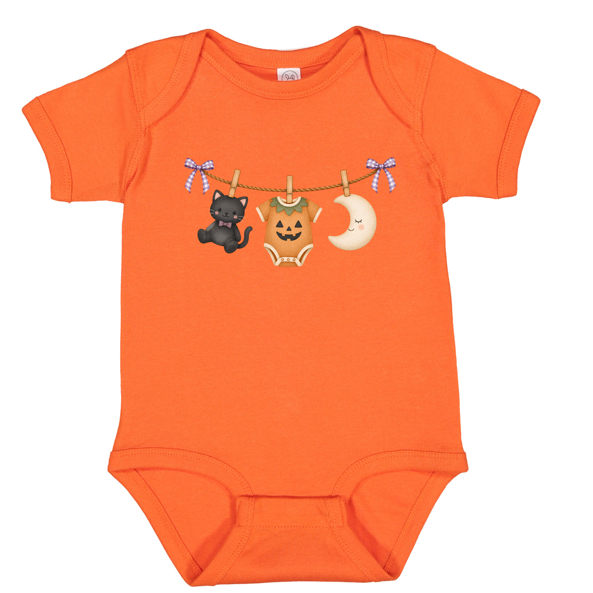 Halloween Black Cat and Pumpkin Infant One-Piece, spooky season baby outfit, cozy gift, unisex, NB-18M