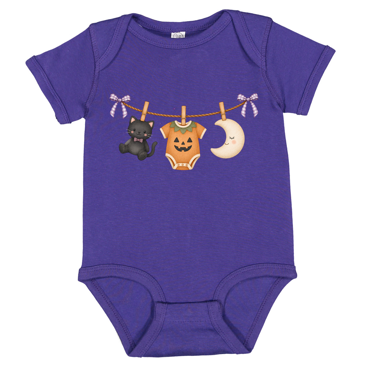 Halloween Black Cat and Pumpkin Infant One-Piece, spooky season baby outfit, cozy gift, unisex, NB-18M