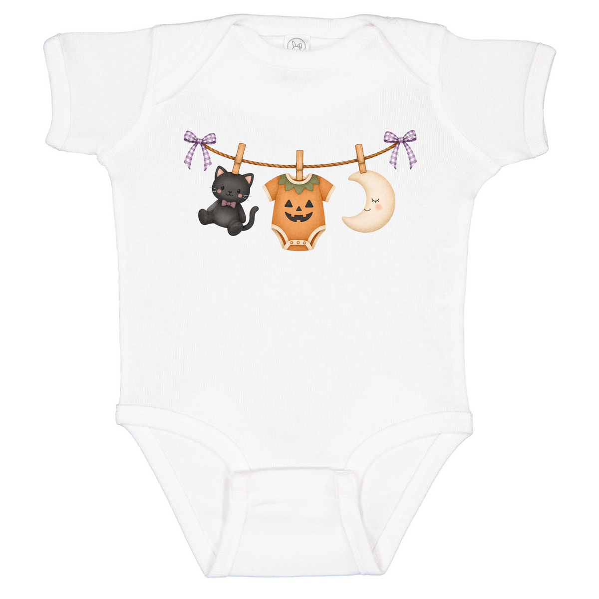 Halloween Black Cat and Pumpkin Infant One-Piece, spooky season baby outfit, cozy gift, unisex, NB-18M