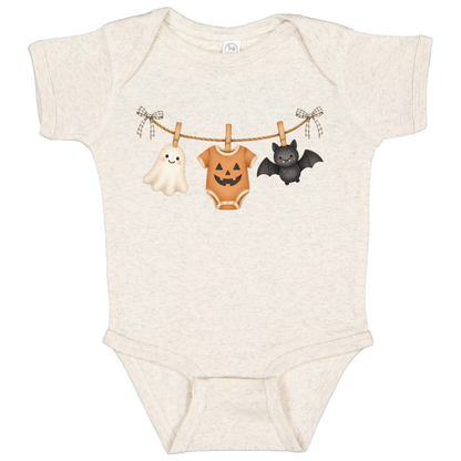 Baby Halloween Bodysuit, Ghost Pumpkin Bat Cotton Onesie, First Fall Photo Prop