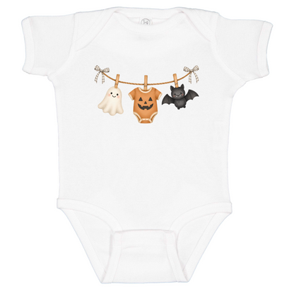 Baby Halloween Bodysuit, Ghost Pumpkin Bat Cotton Onesie, First Fall Photo Prop
