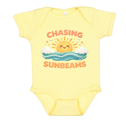 Chasing Sunbeams Baby Onesie, Soft Cotton Summer Beach Outfit, Rabbit Skins Bodysuit