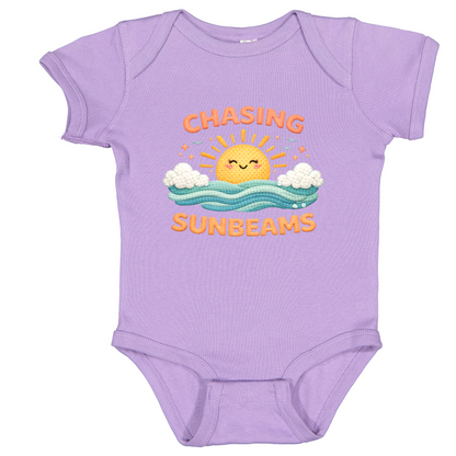 Chasing Sunbeams Baby Onesie, Soft Cotton Summer Beach Outfit, Rabbit Skins Bodysuit