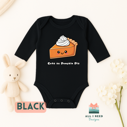 First Thanksgiving Pumpkin Pie Onesie, Baby Holiday Outfit (Sizes Newborn-18M)