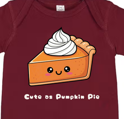 First Thanksgiving Pumpkin Pie Onesie, Baby Holiday Outfit (Sizes Newborn-18M)