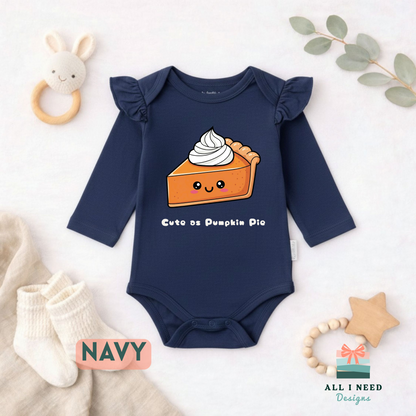 First Thanksgiving Pumpkin Pie Onesie, Baby Holiday Outfit (Sizes Newborn-18M)