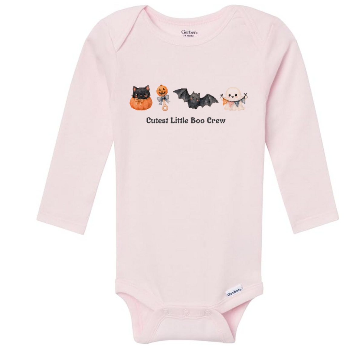 Halloween Little Boo Crew Bodysuit, Cat Pumpkin Bat Ghost Infant Clothing