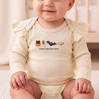 Halloween Little Boo Crew Bodysuit, Cat Pumpkin Bat Ghost Infant Clothing