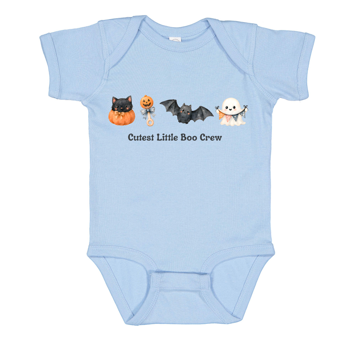 Halloween Little Boo Crew Bodysuit, Cat Pumpkin Bat Ghost Infant Clothing