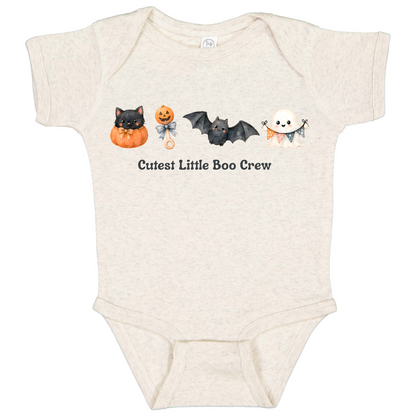 Halloween Little Boo Crew Bodysuit, Cat Pumpkin Bat Ghost Infant Clothing