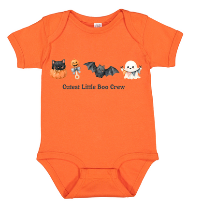 Halloween Little Boo Crew Bodysuit, Cat Pumpkin Bat Ghost Infant Clothing