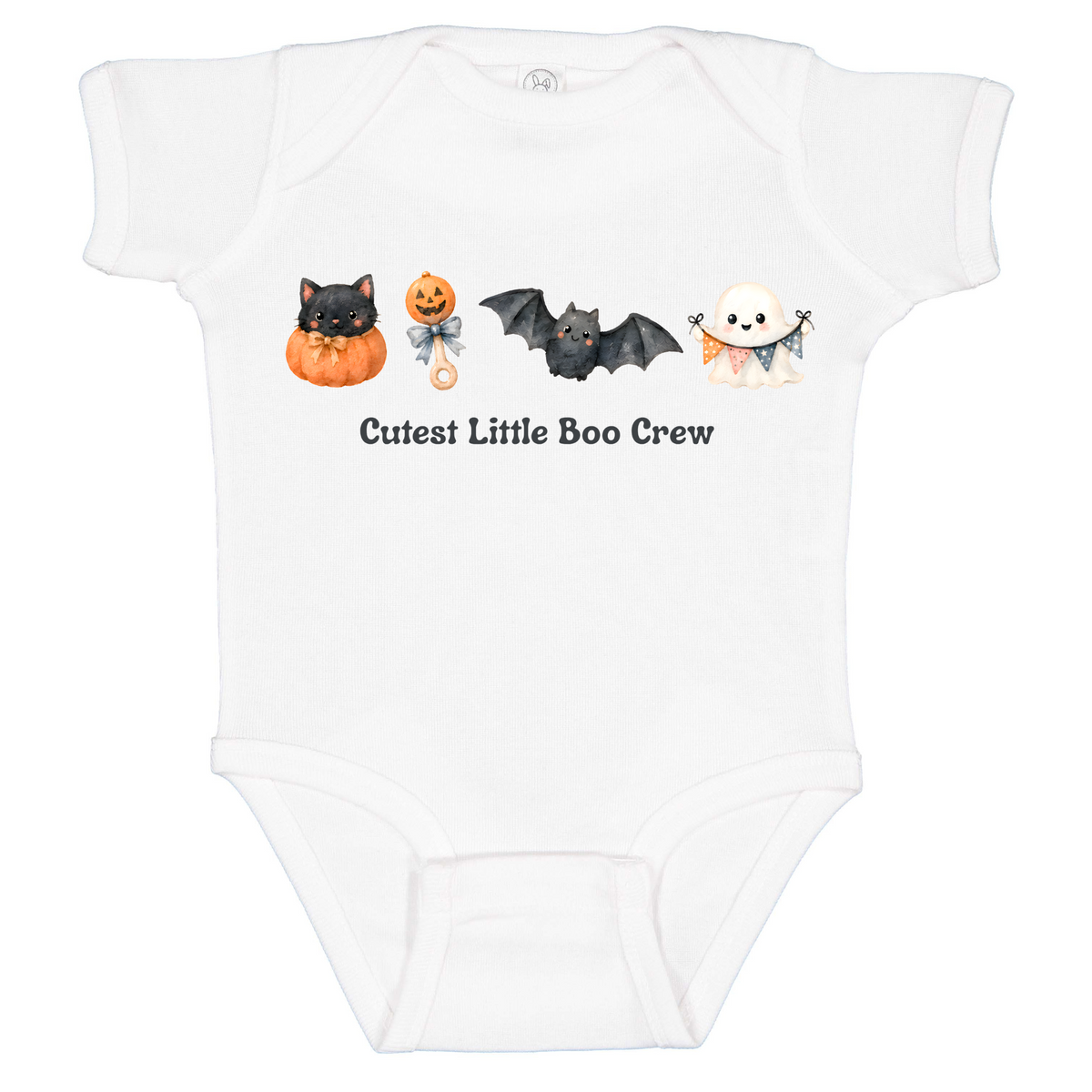 Halloween Little Boo Crew Bodysuit, Cat Pumpkin Bat Ghost Infant Clothing