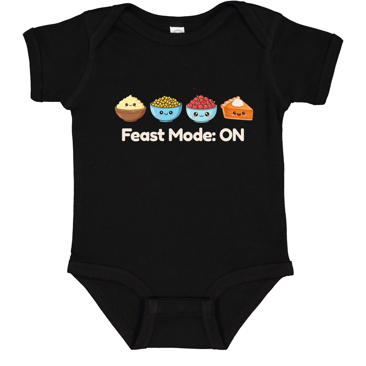 First Thanksgiving Baby Feast Mode Outfit, Food Print Bodysuit, Long Sleeve Option