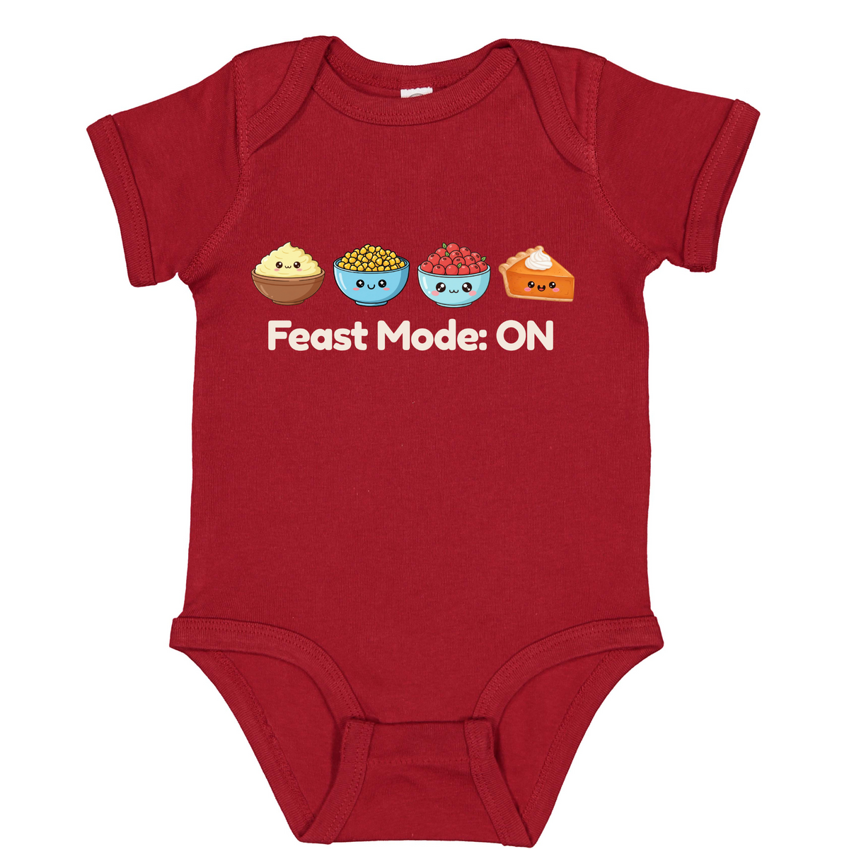 First Thanksgiving Baby Feast Mode Outfit, Food Print Bodysuit, Long Sleeve Option