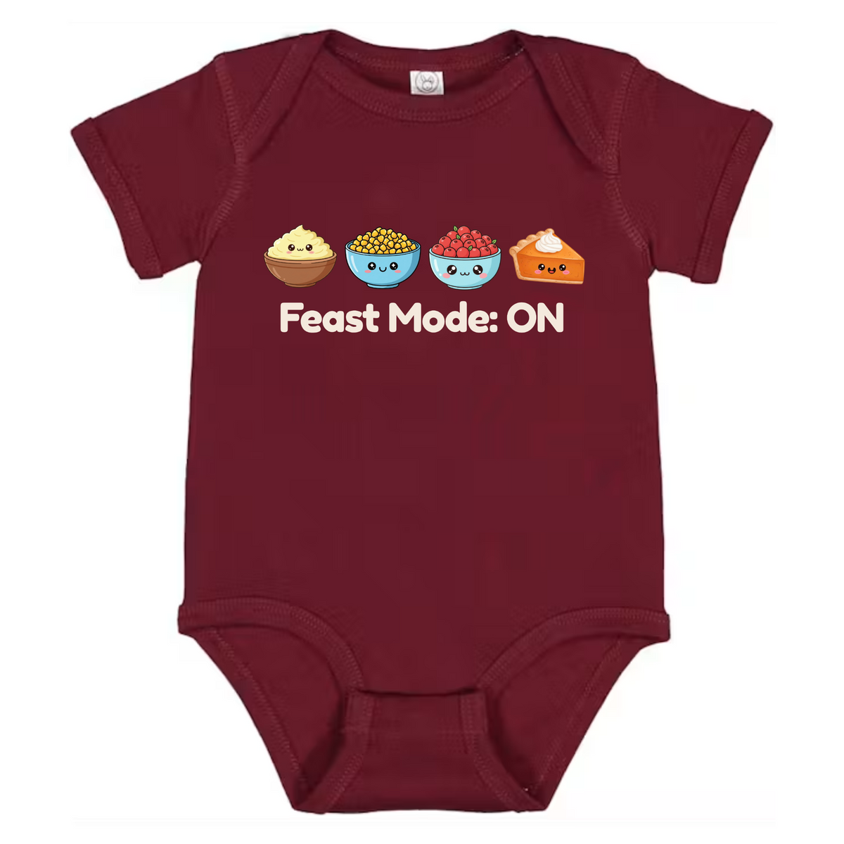 First Thanksgiving Baby Feast Mode Outfit, Food Print Bodysuit, Long Sleeve Option