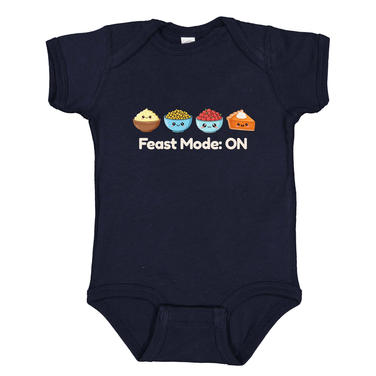 First Thanksgiving Baby Feast Mode Outfit, Food Print Bodysuit, Long Sleeve Option