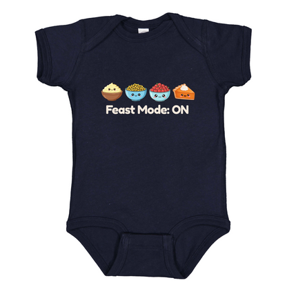 First Thanksgiving Baby Feast Mode Outfit, Food Print Bodysuit, Long Sleeve Option
