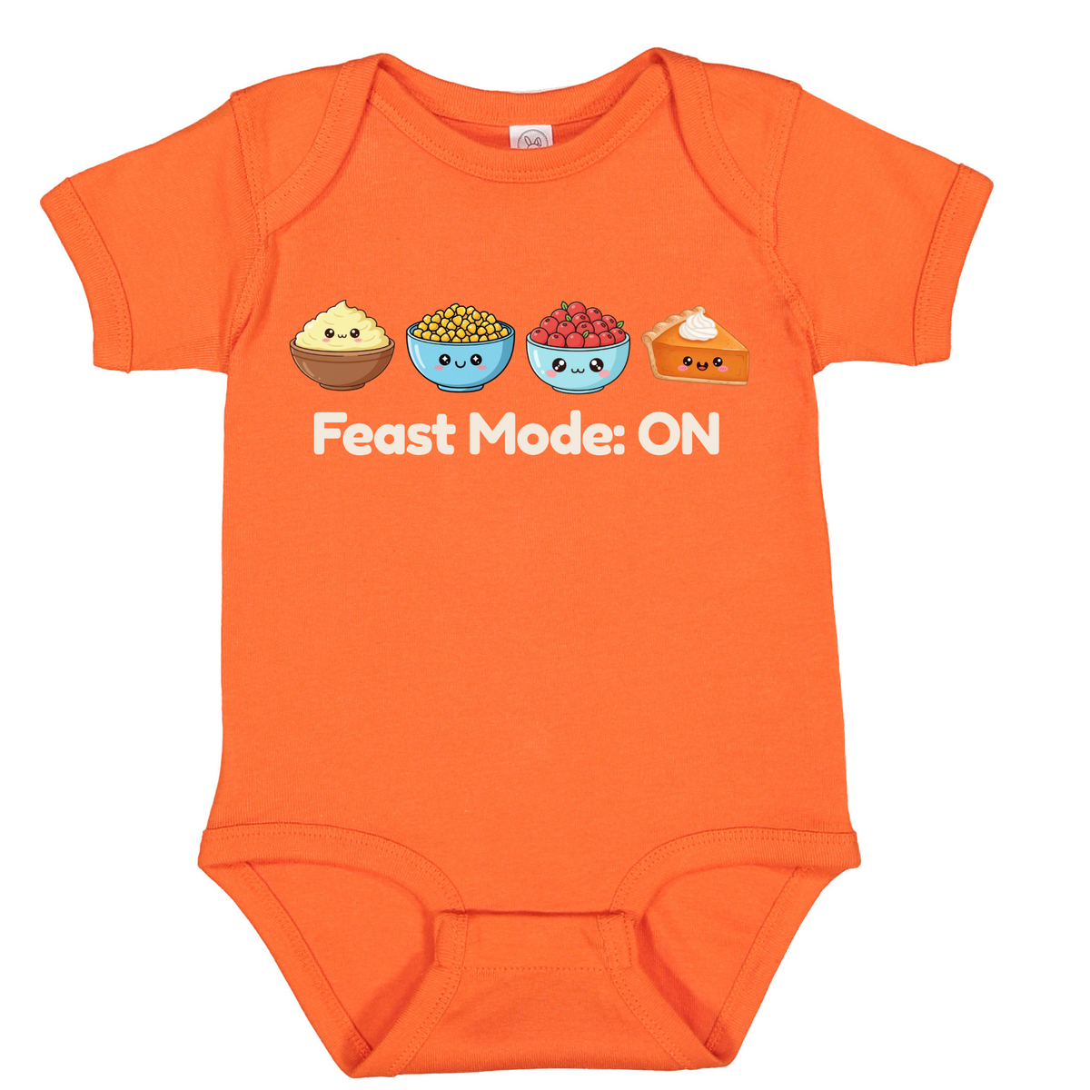 First Thanksgiving Baby Feast Mode Outfit, Food Print Bodysuit, Long Sleeve Option