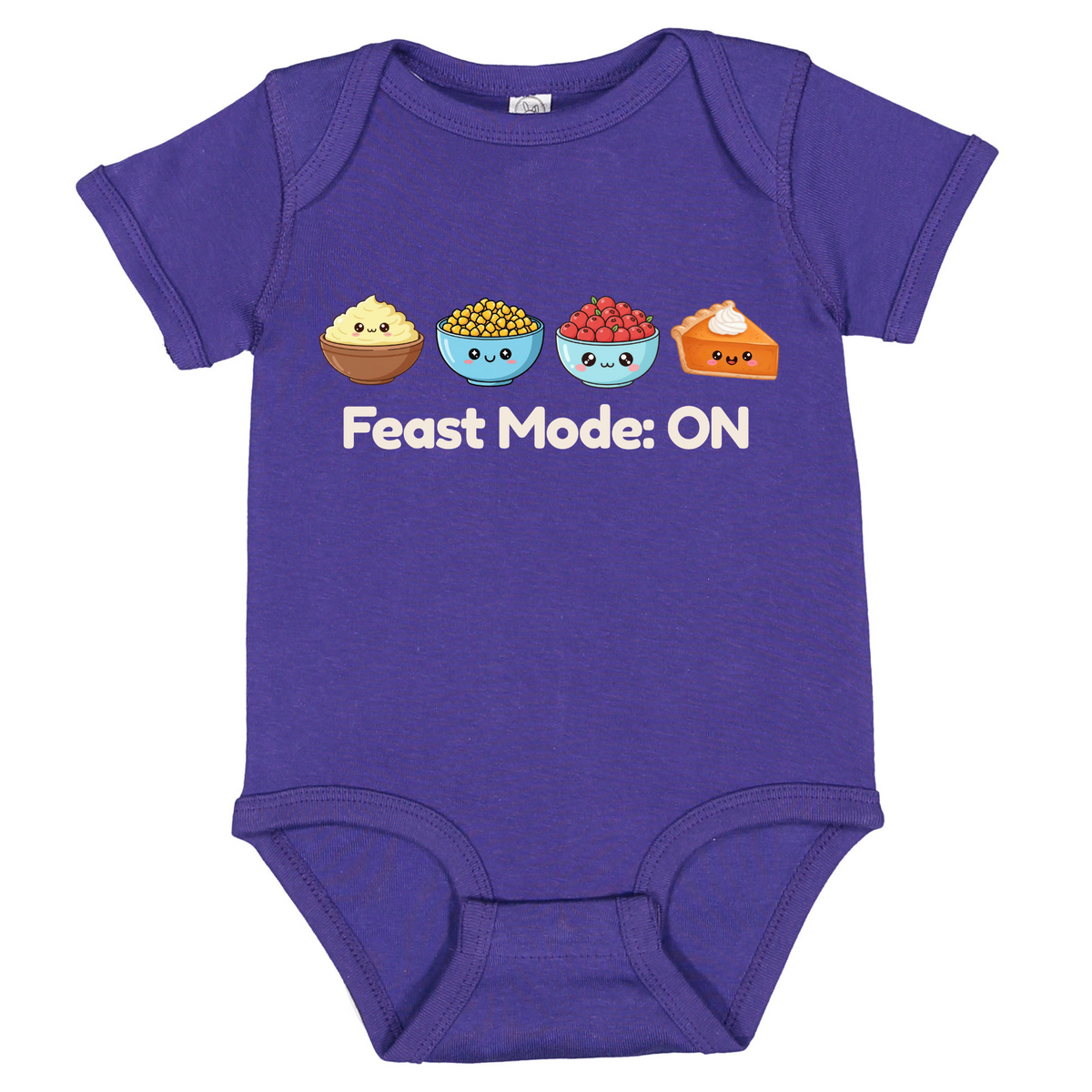 First Thanksgiving Baby Feast Mode Outfit, Food Print Bodysuit, Long Sleeve Option