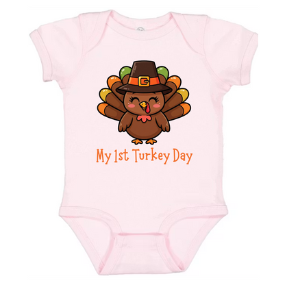 Turkey Infant One Piece Outfit, my first Turkey Day onesie, fall photos